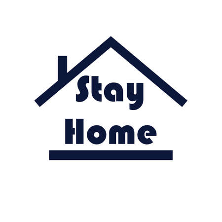 Stay at home slogan with houseのイラスト素材