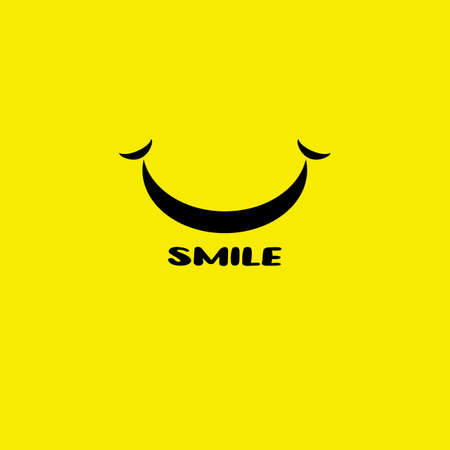 Design vector smile logo in yellow backgroundのイラスト素材