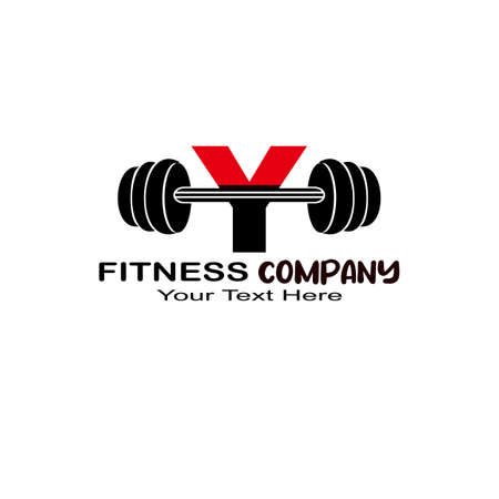 Letter Y logo with barbell template illustration designのイラスト素材