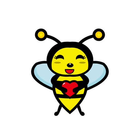 Cute bee cartoon character vector designのイラスト素材