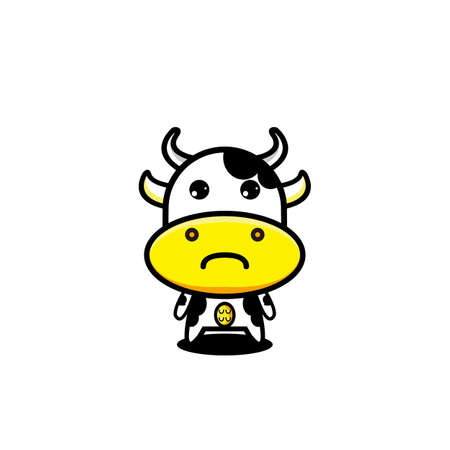 Cow cute character cartoon design mascotのイラスト素材