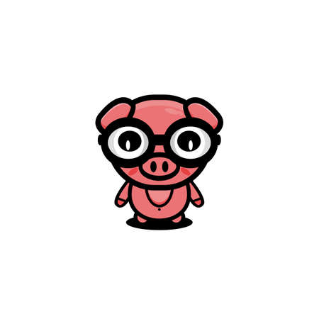 Cute pig character cartoon design template illustrationのイラスト素材