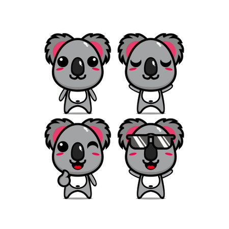 Cute koala cartoon character design mascotのイラスト素材