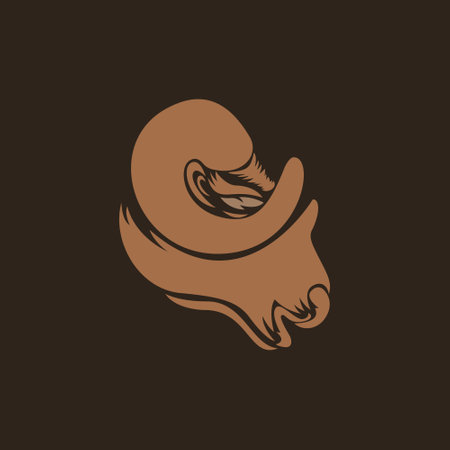 Goat head mascot silhouette with sharp side angle and easy to editのイラスト素材