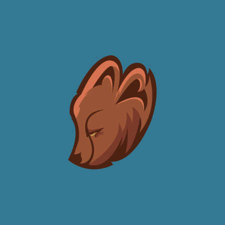 Fox head mascot with head down and easy to edit