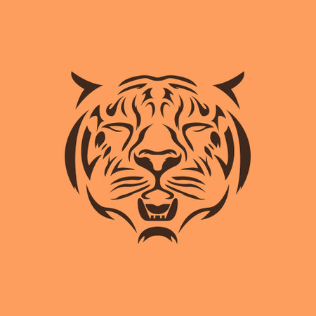 Cute tiger head mascot vector silhouetteのイラスト素材