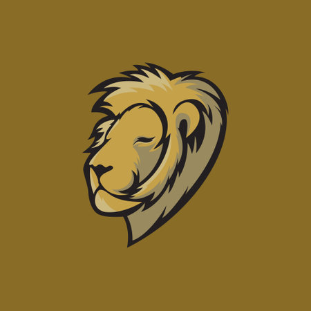 Lion head mascot with spooky look and easy to editのイラスト素材