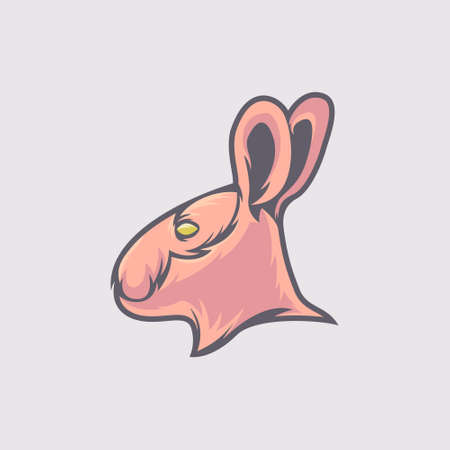 Rabbit head mascot facing sideのイラスト素材