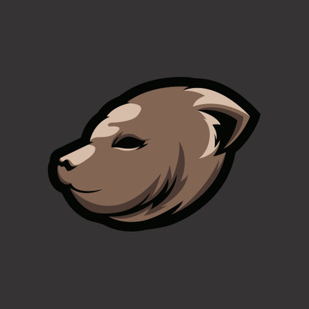 bear head mascot with sideways gaze in fierce styleのイラスト素材