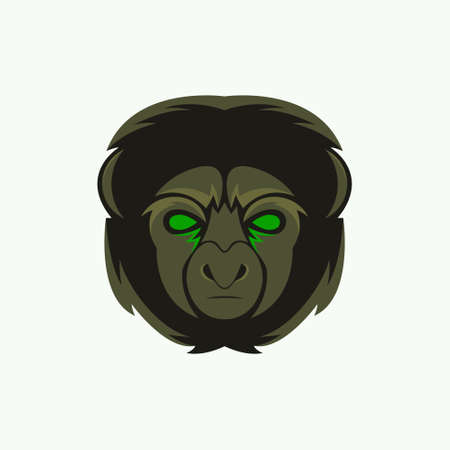 Monkey warrior head mascot with scary faceのイラスト素材