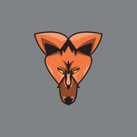 Scary fox head mascot with piercing eyes looking downのイラスト素材
