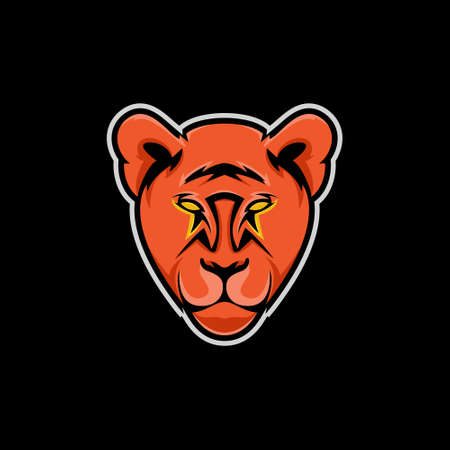 Scary Tiger head mascot with sharp eyes facing forwardのイラスト素材