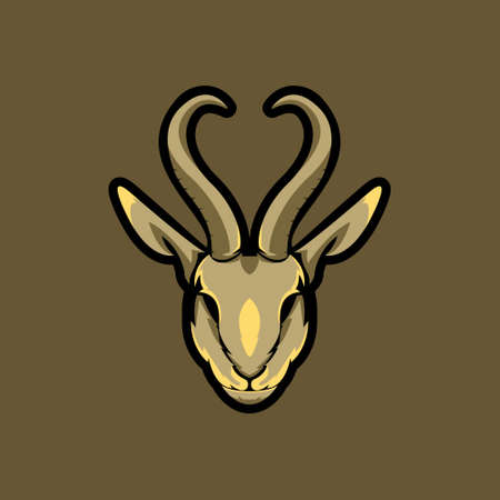 Scary deer head mascot with sharp eyes facing forwardのイラスト素材
