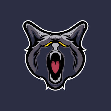 Animal fox head mascot vector illustration with scary look