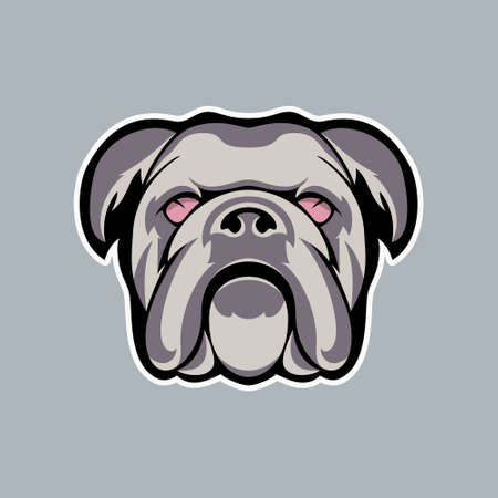 glare-eyed bulldog head vector illustration mascotのイラスト素材