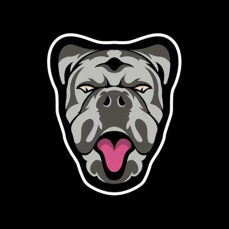 Bulldog head vector illustration mascot with sticking out tongueのイラスト素材