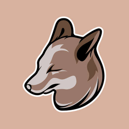 Mascot vector illustration of a fox's head closing its eyesのイラスト素材
