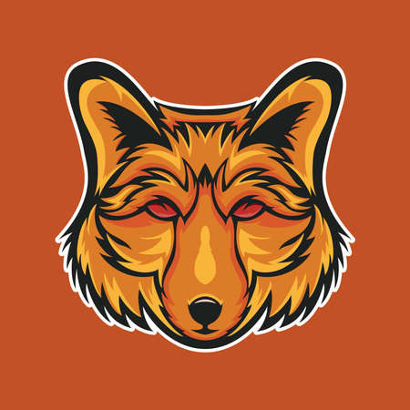Close-up of the fox's head mascot. with a sharp gaze.のイラスト素材