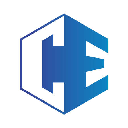 initial letter CE . modern style combined with hexagon shape.のイラスト素材
