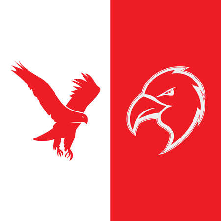 vector, bird eagle head and flying silhouetteのイラスト素材