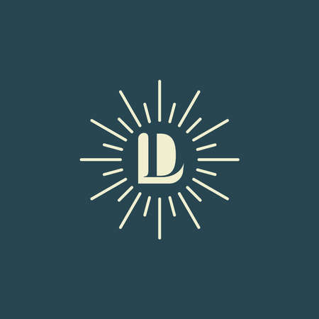 vector shape or logo letter D with sunlight elementsのイラスト素材