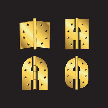 set of vector hinges. brass door setのイラスト素材