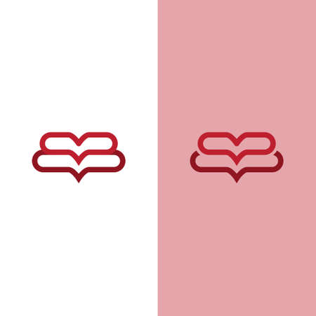 Logo shape heart that piled up. the concept of using minimal, and clean. suitable for the dating company, medical, hospital, healing, and othersのイラスト素材