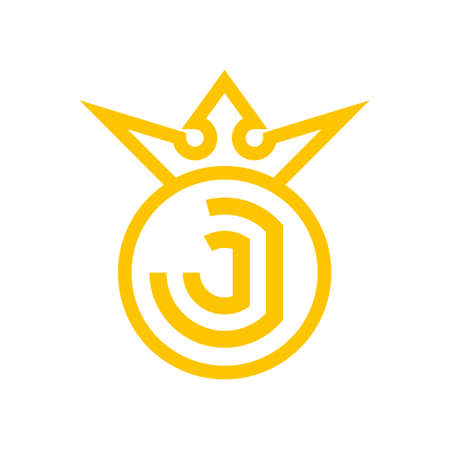 JJ letter vector logo, monogram and initial shapes, modern design concept combined with crown, logo, logotype elements for template.のイラスト素材