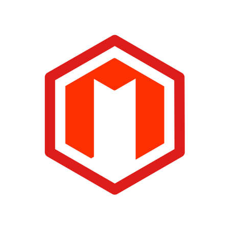 Letter M logo, modern and minimal hexagon design concept, logo, logotype element for template.のイラスト素材