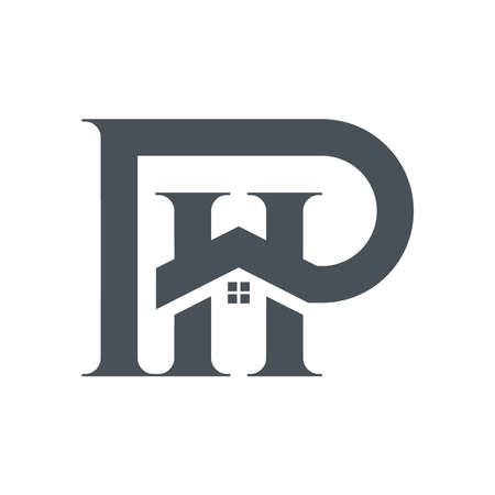 PH letter vector logos, monograms and initial shapes such as house buildings, clean and modern design concepts, logos, logotype elements for templates.のイラスト素材