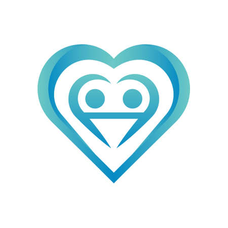 heart-shaped logo or icon combined with the shape of 2 people unitedのイラスト素材