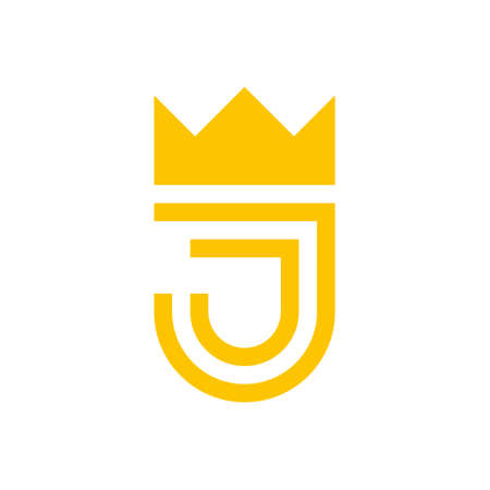 JJ letter vector logo, monogram and initial shapes, modern design concept combined with crown, logo, logotype elements for template.のイラスト素材