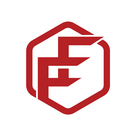 Initial letter FF logo. in a clean and simple modern style. wrapped in a hexagon.のイラスト素材
