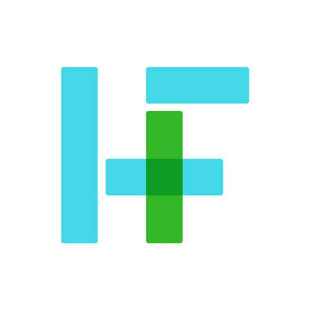 Initials letters HF logo. modern style combined with plus symbolのイラスト素材