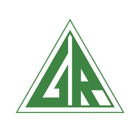 Initials logo letter GR. modern design and clean style. combined with a triangular shape.のイラスト素材