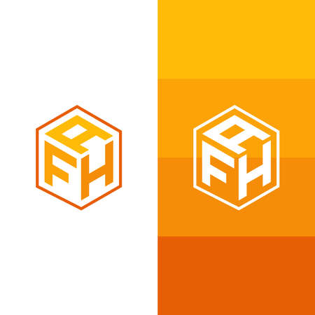 Initial logo vector FHA. combined with a hexagon shape box modern and clean designのイラスト素材