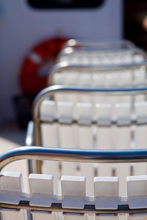 Empty seats on a boat.の写真素材