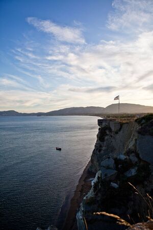 Sea harbor with blue water and blue sky with clouds
の写真素材