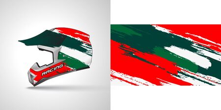 Racing helmet wrap decal and vinyl sticker design illustration.のイラスト素材
