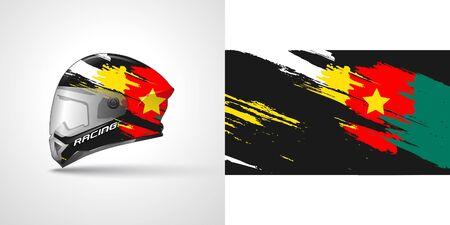Racing helmet wrap decal and vinyl sticker design illustration.のイラスト素材
