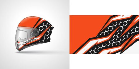Racing helmet wrap decal and vinyl sticker design illustration.のイラスト素材