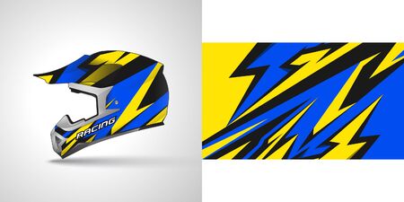 Racing helmet wrap decal and vinyl sticker design illustration.のイラスト素材