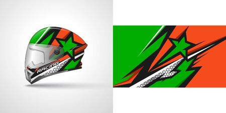 Racing helmet wrap decal and vinyl sticker design illustration.のイラスト素材