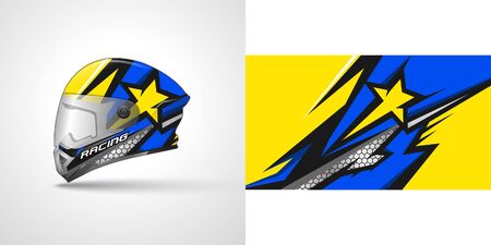 Racing helmet wrap decal and vinyl sticker design illustration.のイラスト素材