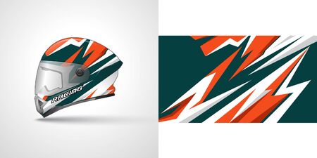 Racing helmet wrap decal and vinyl sticker design illustration.のイラスト素材