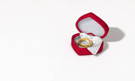 Heart-shaped box rings 3d illustrationの写真素材