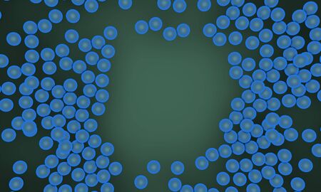 Scattered blue sphere objects, background 3d render, working