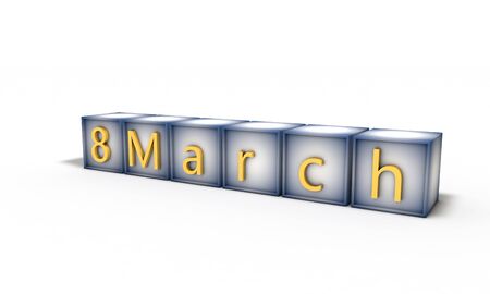 International Womens Day,blue text frame, 3d renderの写真素材