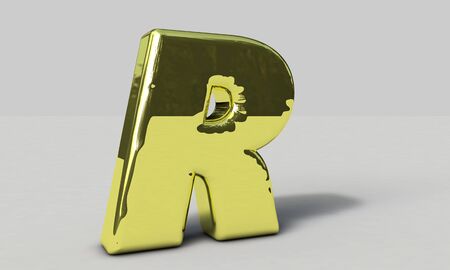 Background of Ballon gold R text, 3d render workingの写真素材
