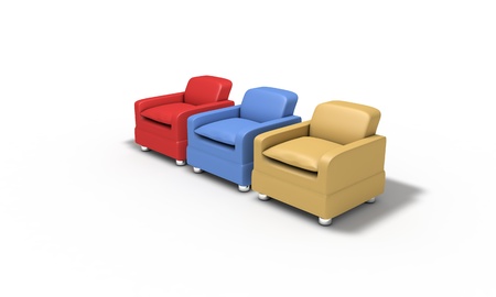 Background of select color leather couch, 3d render workingの写真素材
